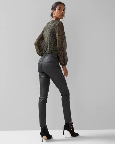 White House Black Market High-rise Coated Denim Skinny Jeans In Black