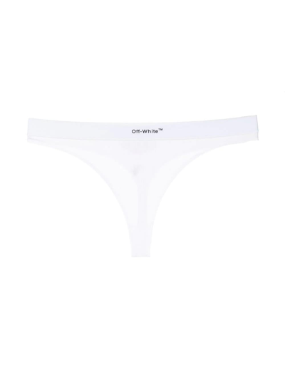 Shop Off-white Set 2 White Helvetica Logo Thongs In Bianco