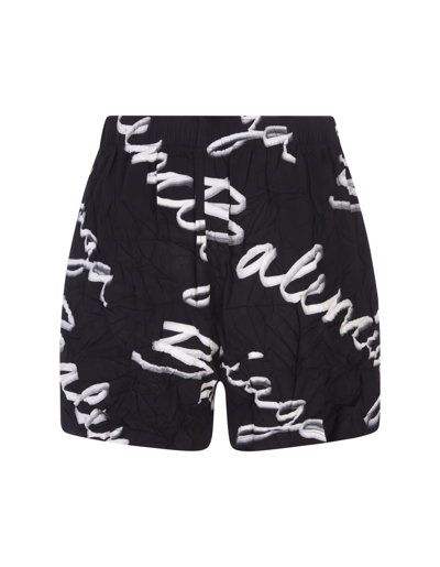 Shop Balenciaga Woman Black Bb Monogram Pyjama Shorts In Black/white