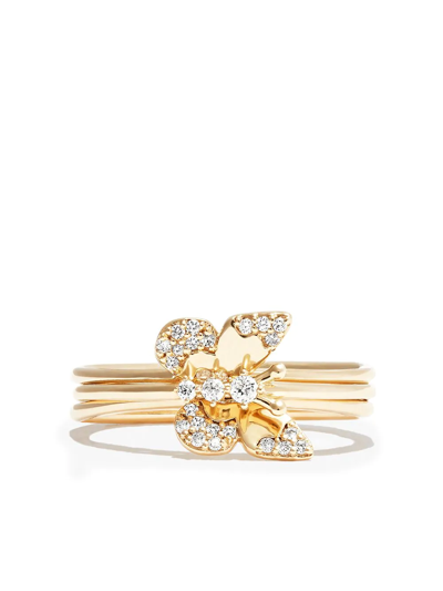 Adina Reyter 14k Yellow Gold Enchanted Small Diamond Butterfly Wing Ring Set