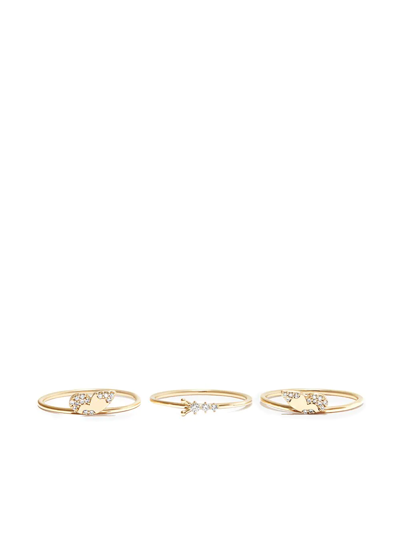 Adina Reyter 14k Yellow Gold Enchanted Small Diamond Butterfly Wing Ring Set