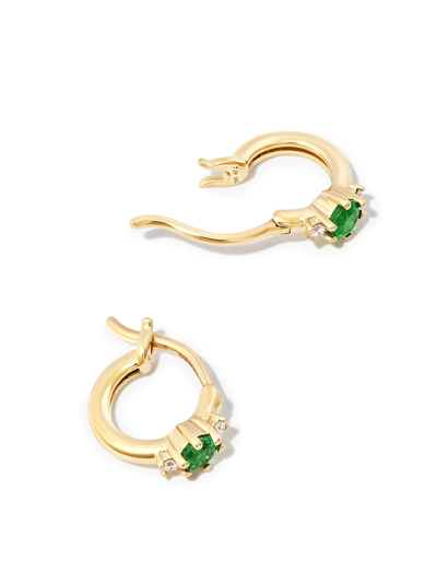 Adina Reyter 14k Yellow Gold Trio Huggie Emerald Diamond Hoop Earrings In Yellow Gold