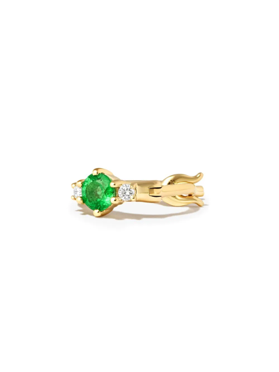 Adina Reyter 14k Yellow Gold Trio Huggie Emerald Diamond Hoop Earrings In Yellow Gold