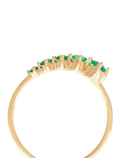 Shop Adina Reyter 14kt Yellow Gold Graduated Emerald Ring