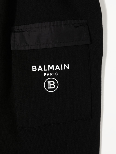 Shop Balmain Logo Tracksuit Bottoms In Black
