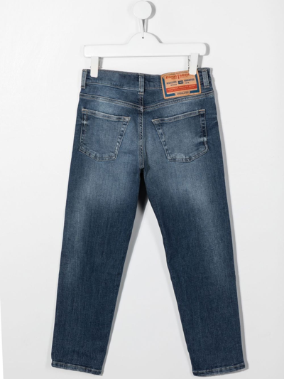 Shop Diesel D-lucas-j Straight-leg Ripped Jeans In Blue