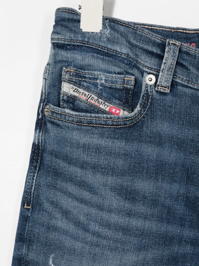 Shop Diesel D-lucas-j Straight-leg Ripped Jeans In Blue