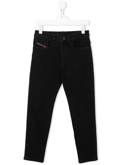 Diesel Teen Five-pocket Denim Jeans In Black