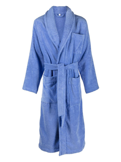 Shop Tekla Classic Hooded Bathrobe In Blue