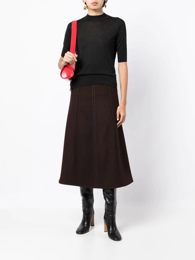 Jil Sander Short Sleeve Fine-knit Top In Black