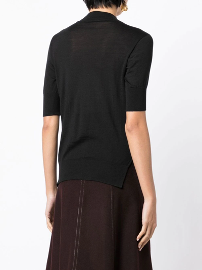 Shop Jil Sander Short Sleeve Fine-knit Top In Black