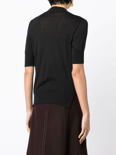 Jil Sander Short Sleeve Fine-knit Top In Black