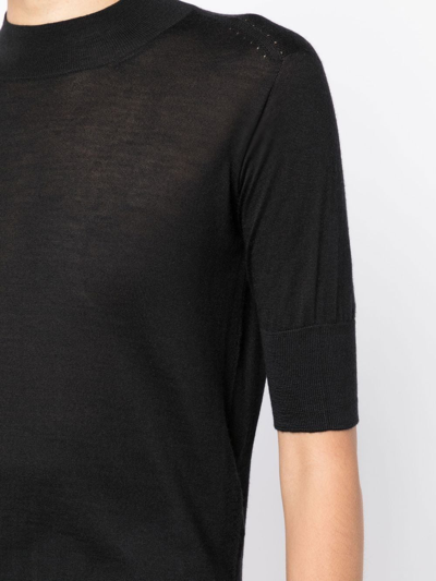 Shop Jil Sander Short Sleeve Fine-knit Top In Black