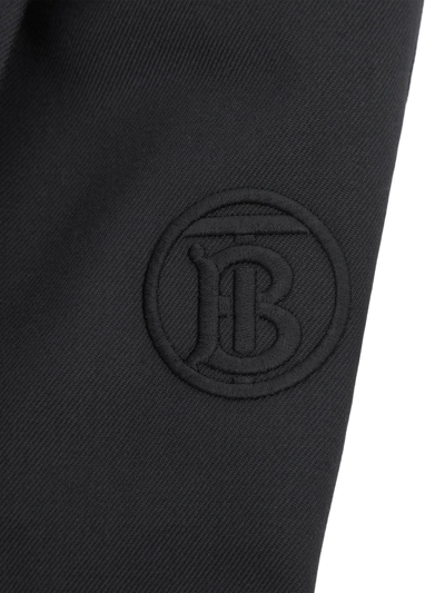 Shop Burberry Logo-embroidered Wool-blend Trousers In Black
