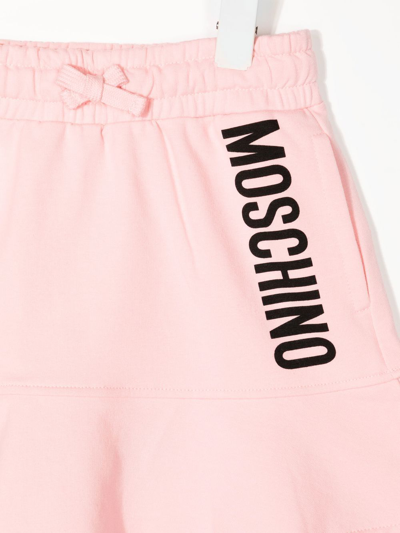 Shop Moschino Logo-print Peplum Skirt In Pink