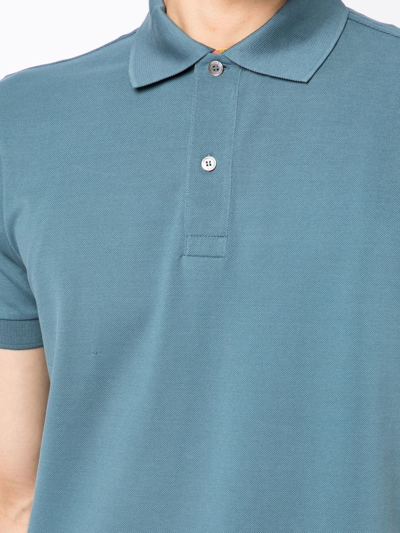 Paul Smith Stripe-trim Polo Shirt In Blue