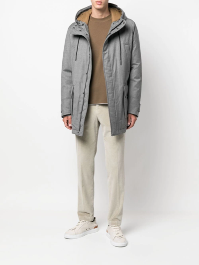 Shop Peserico Wool-cotton Padded Jacket In Grey