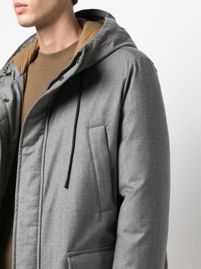 Shop Peserico Wool-cotton Padded Jacket In Grey