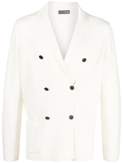 Shop Drumohr Double-breasted Merino Wool Cardigan In White
