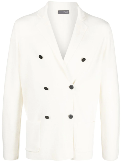 Drumohr Double-breasted Blazer In White