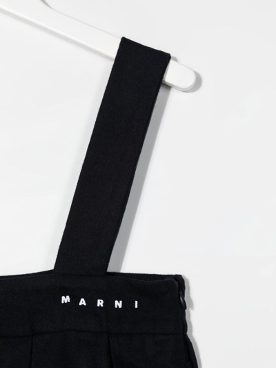 Shop Marni Embroidered-logo Midi Dress In Blue
