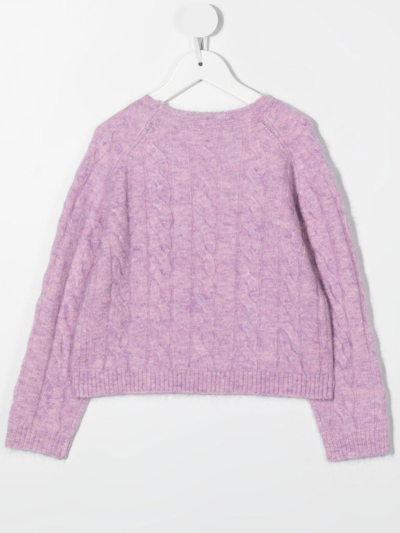 Shop Bonpoint Cable-knit Long-sleeve Jumper In Purple