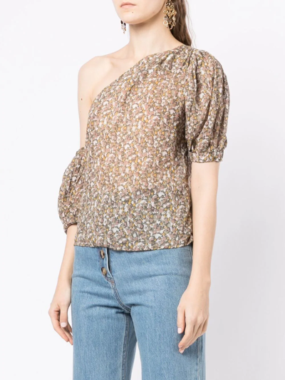 Shop Isabel Marant Étoile Asymmetric Floral-print Blouse In Multicolour