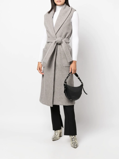 Colombo Sleeveless Belted Trench Coat In Grey