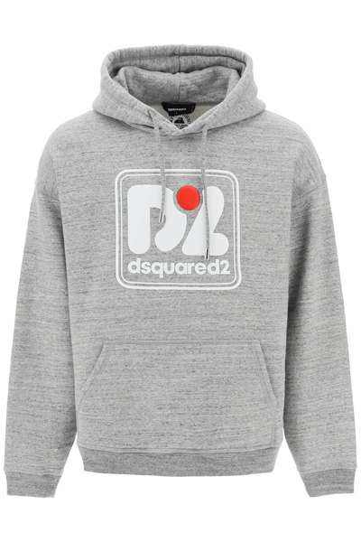 Shop Dsquared2 Logo Patch Hoodie In Grey