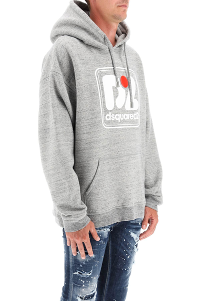 Shop Dsquared2 Logo Patch Hoodie In Grey