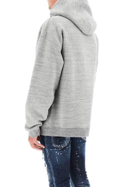 Dsquared2 Camo Patch Anorak Sweatshirt With Drawstring Hood In Grey