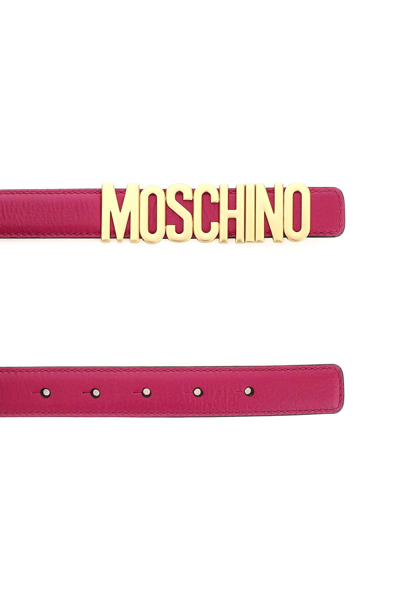 Shop Moschino Lettering Logo Belt In Fuchsia