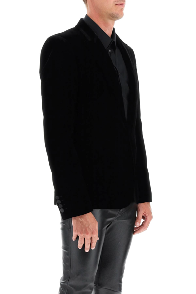 Shop Saint Laurent Velvet Blazer In Black