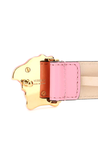 Shop Versace 'la Medusa' Leather Belt In Pink