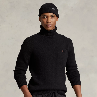Shop Ralph Lauren Wool-cashmere Turtleneck Sweater In Polo Black