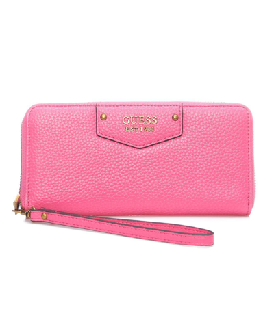 Guess Large Eco Brenton Bright Pink Zip Around Wallet | ModeSens