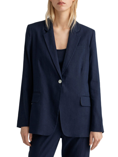 Shop Gant Women's Blue Linen Blazer