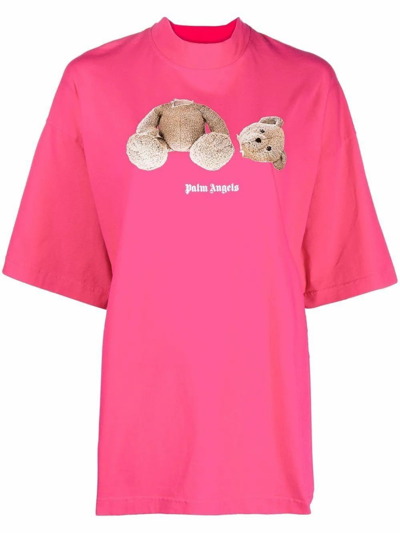 Shop Palm Angels Women's Fuchsia Cotton T-shirt