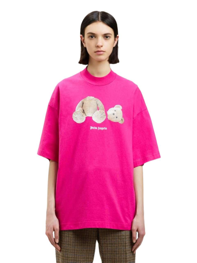 Shop Palm Angels Women's Fuchsia Cotton T-shirt