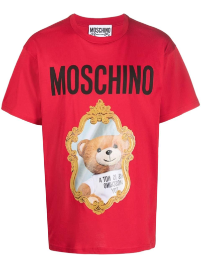 Shop Moschino Men's Red Other Materials T-shirt