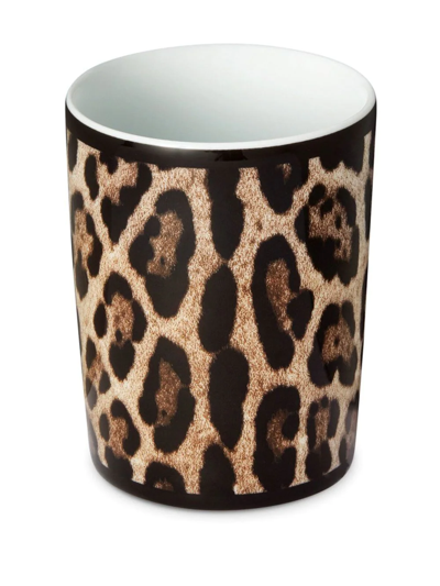 Shop Dolce & Gabbana Leopard-print Porcelain Cup In Brown