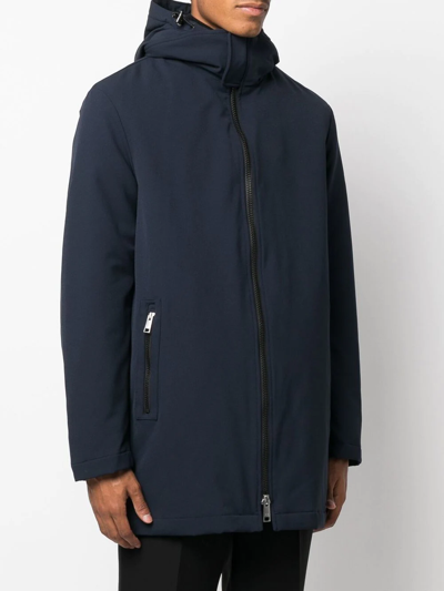 Shop Armani Exchange Double-layer Hooded Coat In Blau