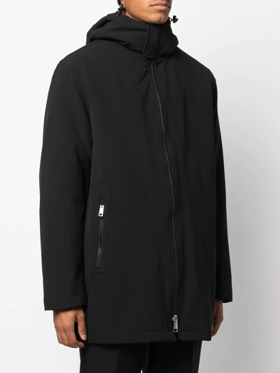 Shop Armani Exchange Double-layer Hooded Coat In Schwarz
