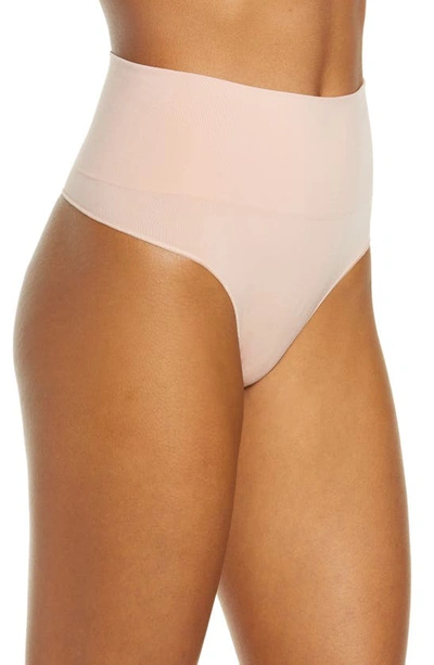 Shop Spanx Everyday Shaping Panties Thong In Vintage Rose