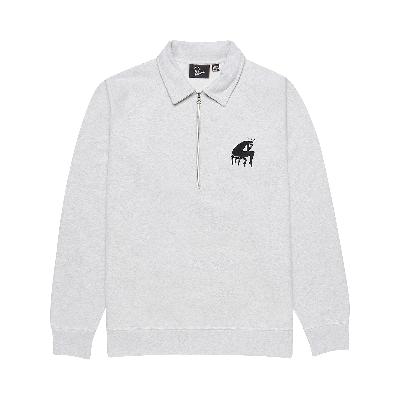 Pre-owned Parra Backwards Half Zip Polo Sweatshirt 'ash Grey'