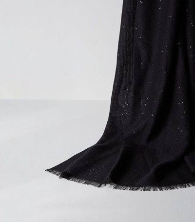 Shop Brunello Cucinelli Cashmere-silk Embellished Scarf In Black