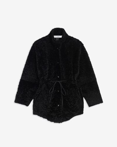 Shop Iro Arvid Sheepskin Coat In Black/black