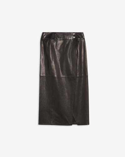 Shop Iro Orla Leather Midi Skirt In Black