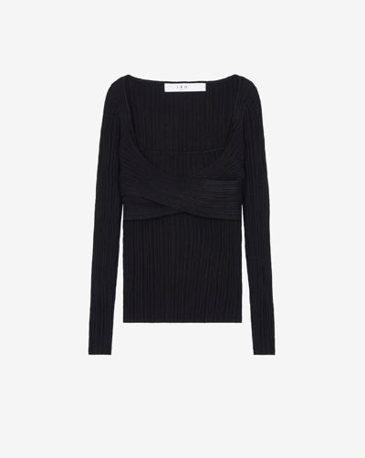 Shop Iro Amarok Square-neck Ribbed Sweater In Black