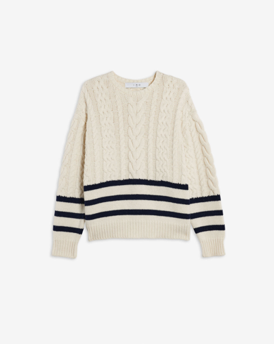 Shop Iro Walsh Cable Sailor Sweater In Ecru/navy